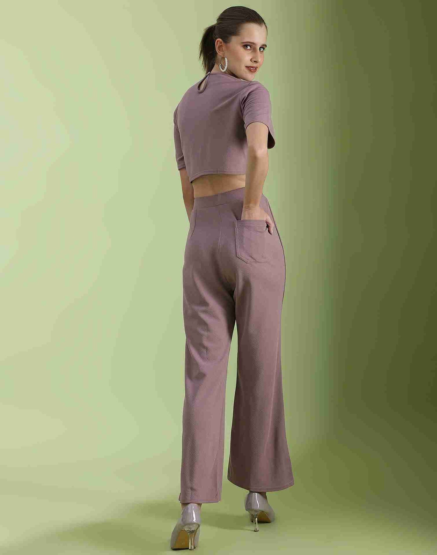 Mauve Lycra Plain Co-ord Set