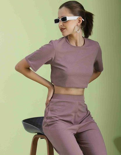 Mauve Lycra Plain Co-ord Set