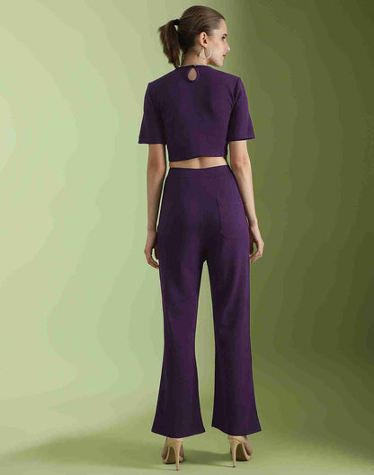 Maroon Lycra Plain Co-ord Set