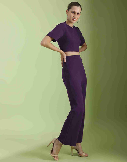 Maroon Lycra Plain Co-ord Set