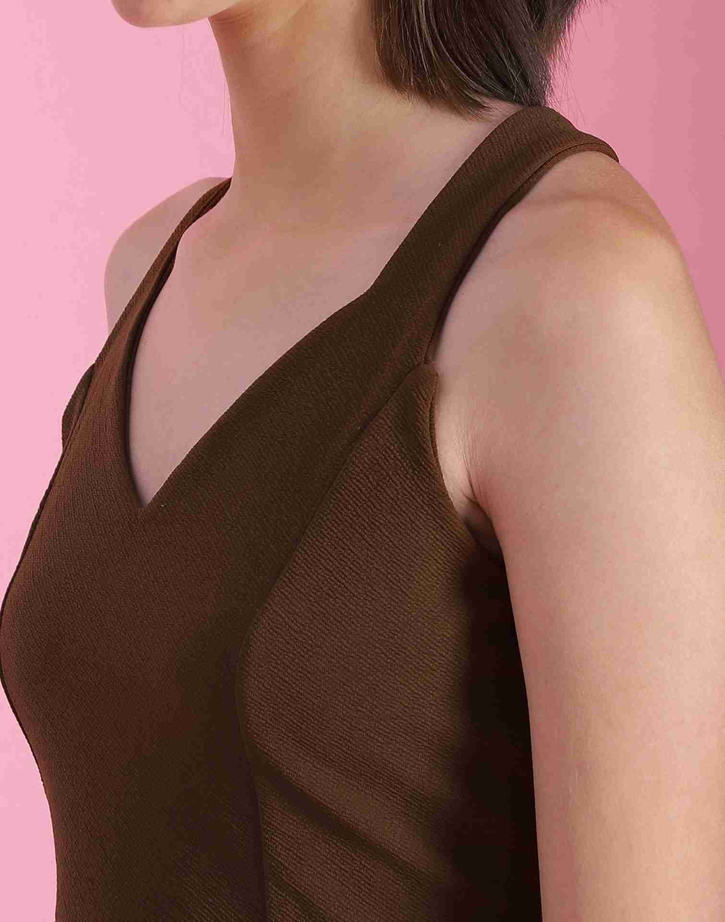 Brown Lycra Plain Co-ord Set