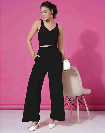 Black Lycra Plain Co-ord Set