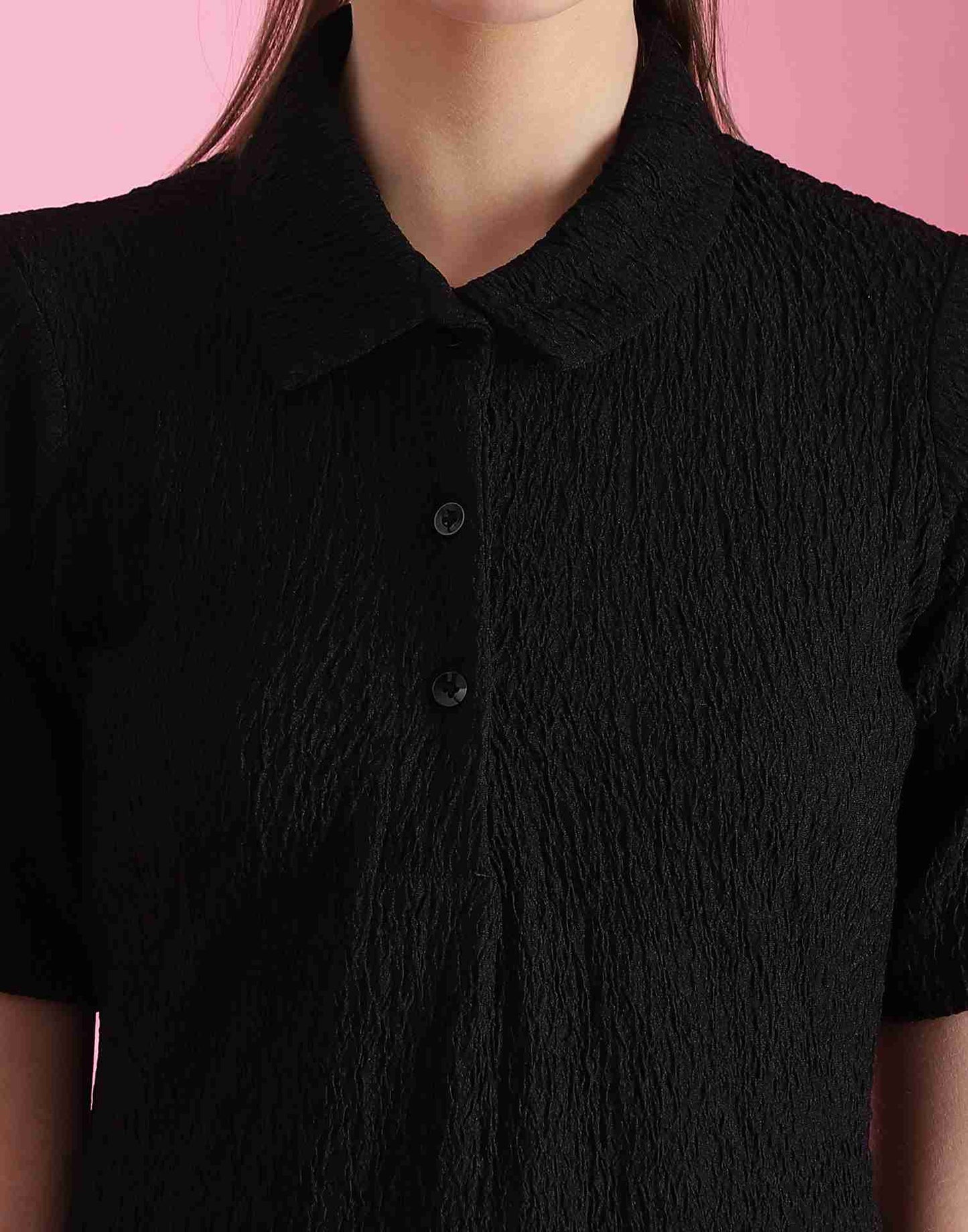 Black Lycra Knitted T-shirt