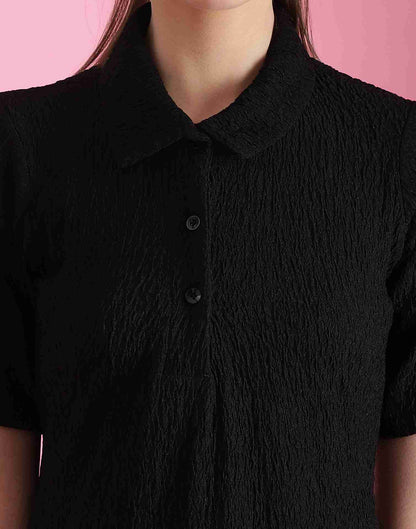 Black Lycra Knitted T-shirt