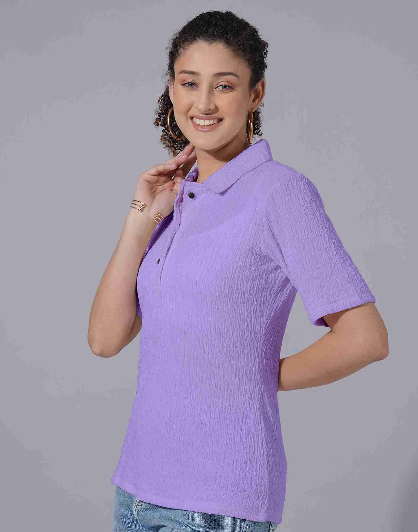 Lavender Lycra Plain Top T-shirt