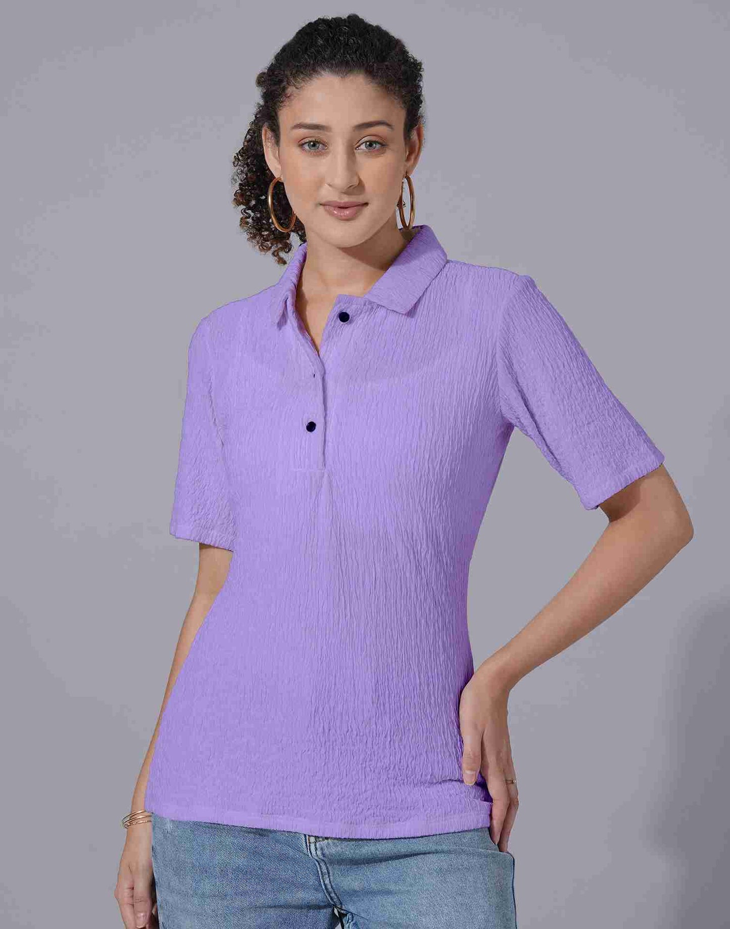 Lavender Lycra Plain Top T-shirt