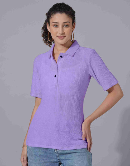 Lavender Lycra Plain Top T-shirt