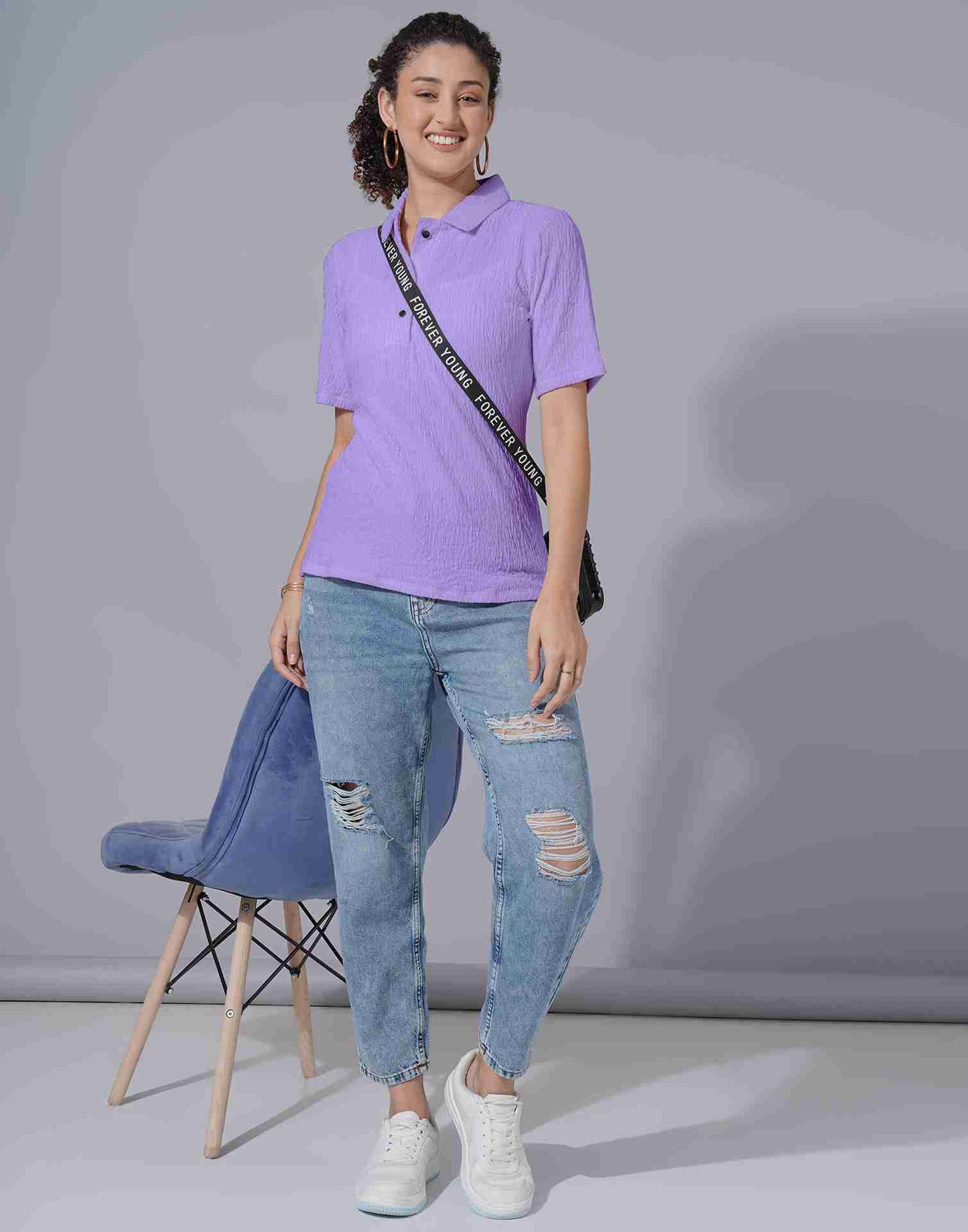 Lavender Lycra Plain Top T-shirt