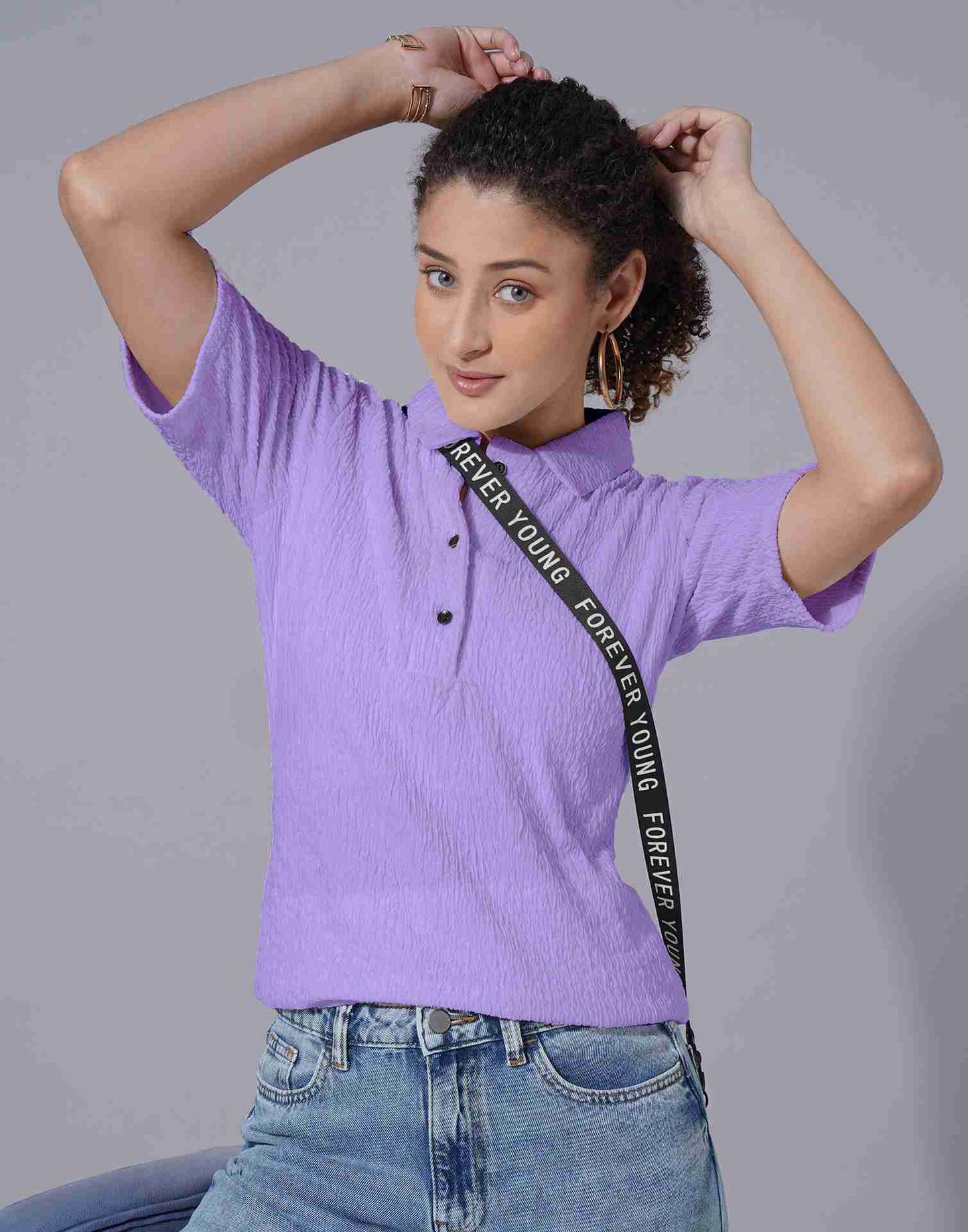 Lavender Lycra Plain Top T-shirt