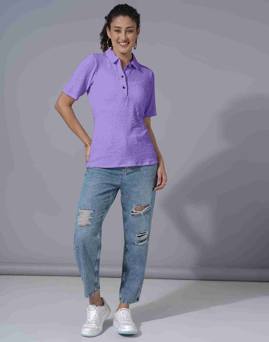Lavender Lycra Plain Top T-shirt