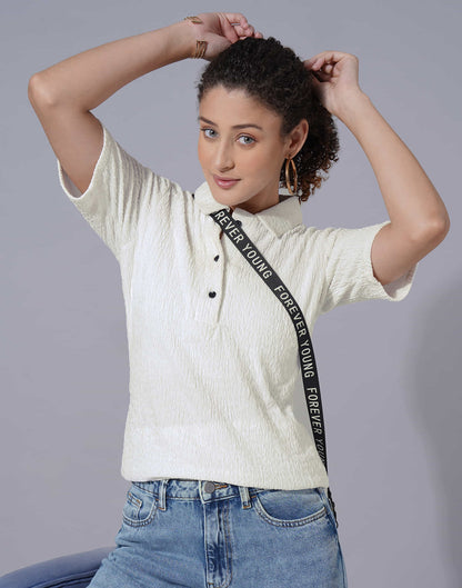 White Lycra Plain T-Shirt