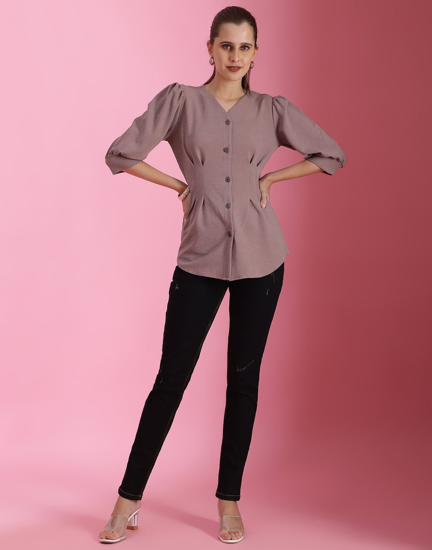 Mauve Lycra Plain Shirt