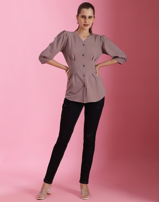 Mauve Lycra Plain Shirt