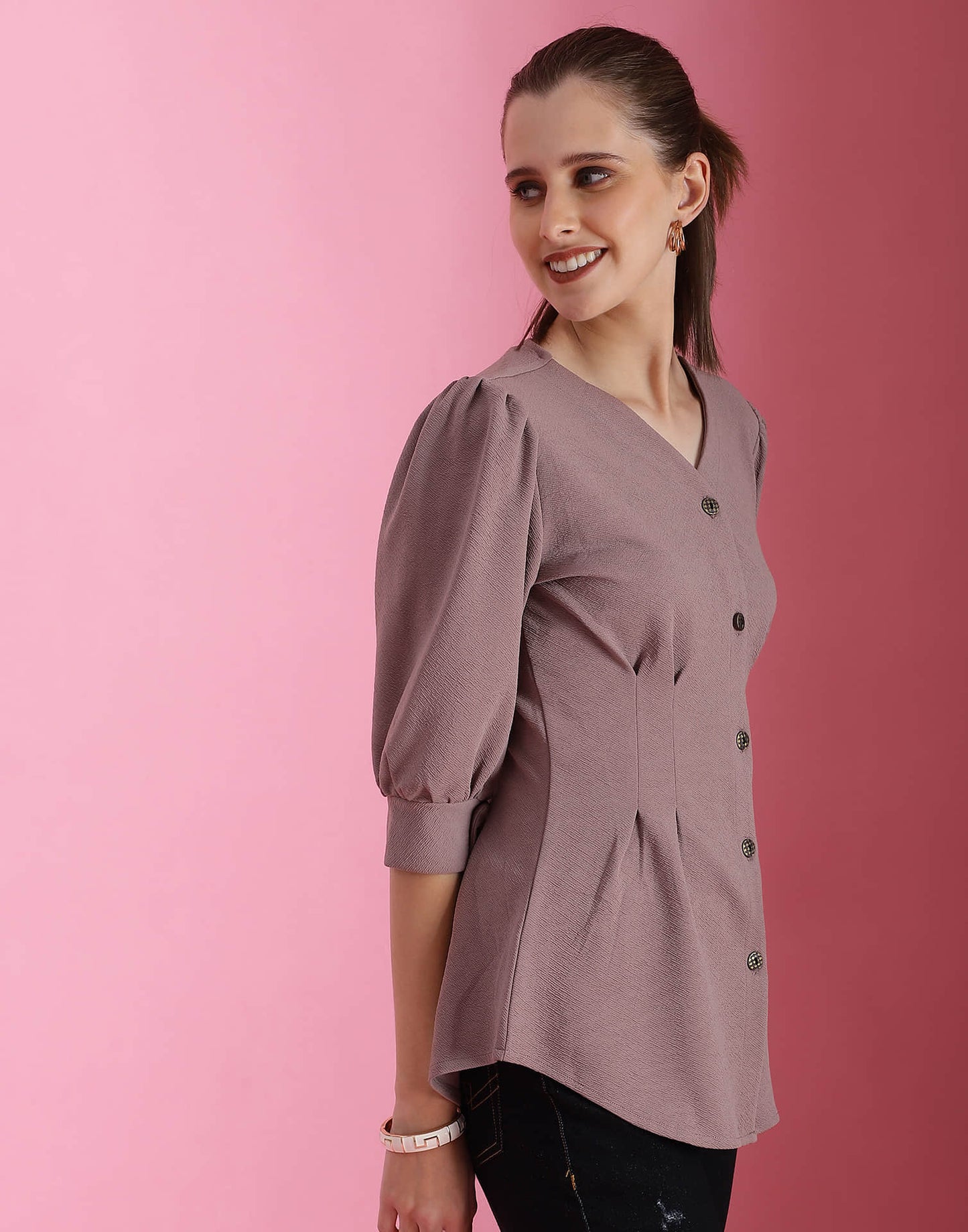 Mauve Lycra Plain Shirt
