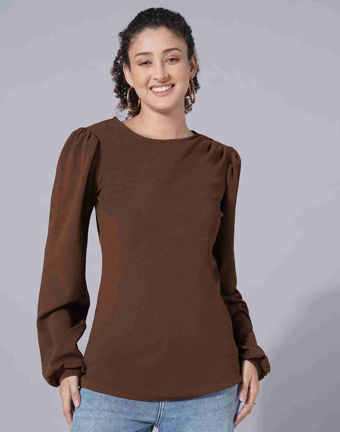 Brown Lycra Plain Top