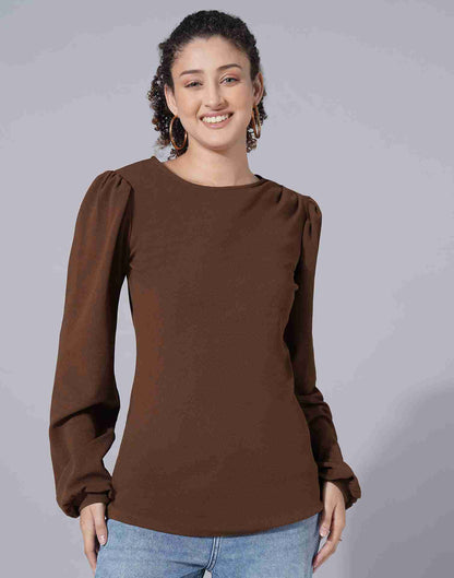 Brown Lycra Plain Top