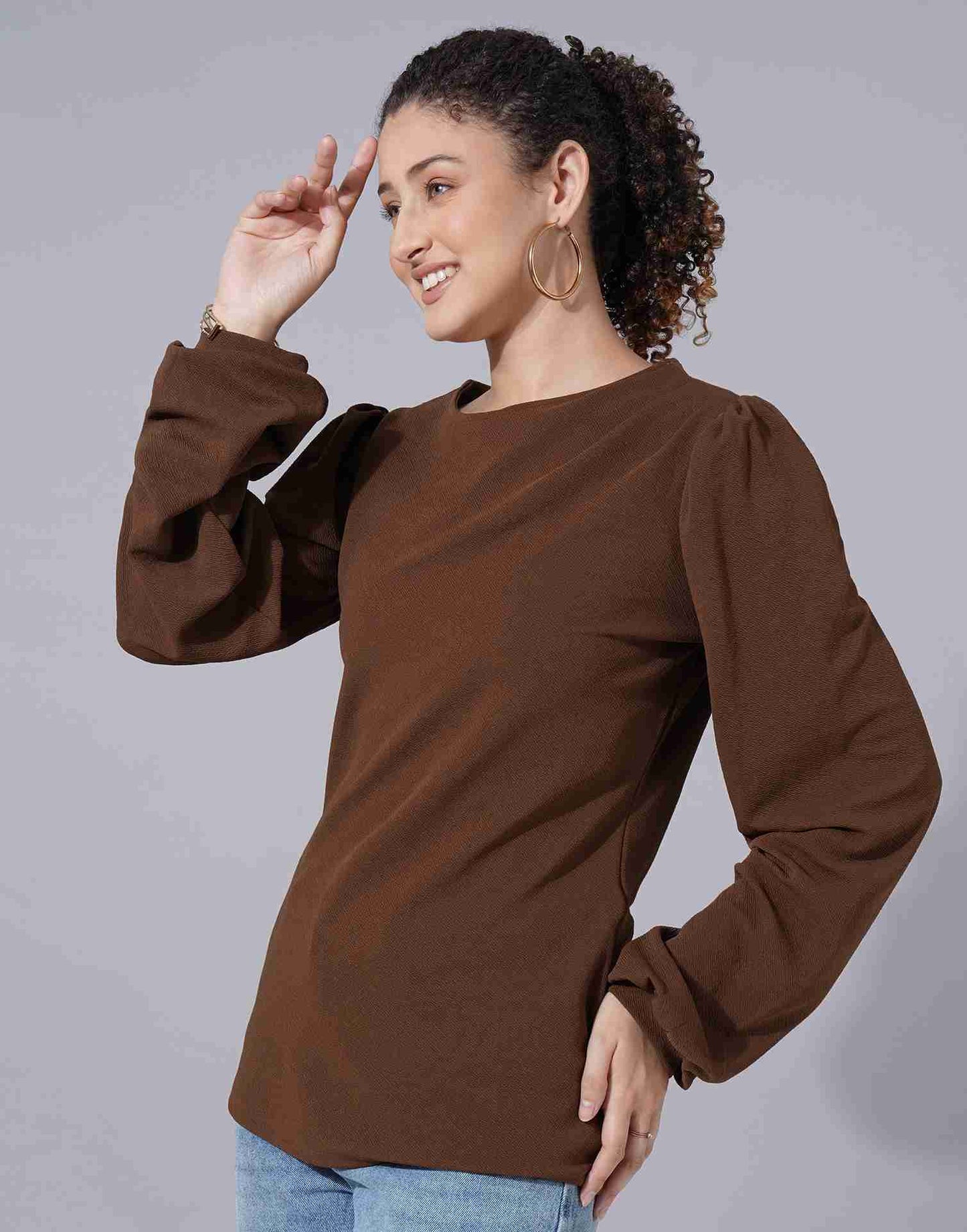 Brown Lycra Plain Top