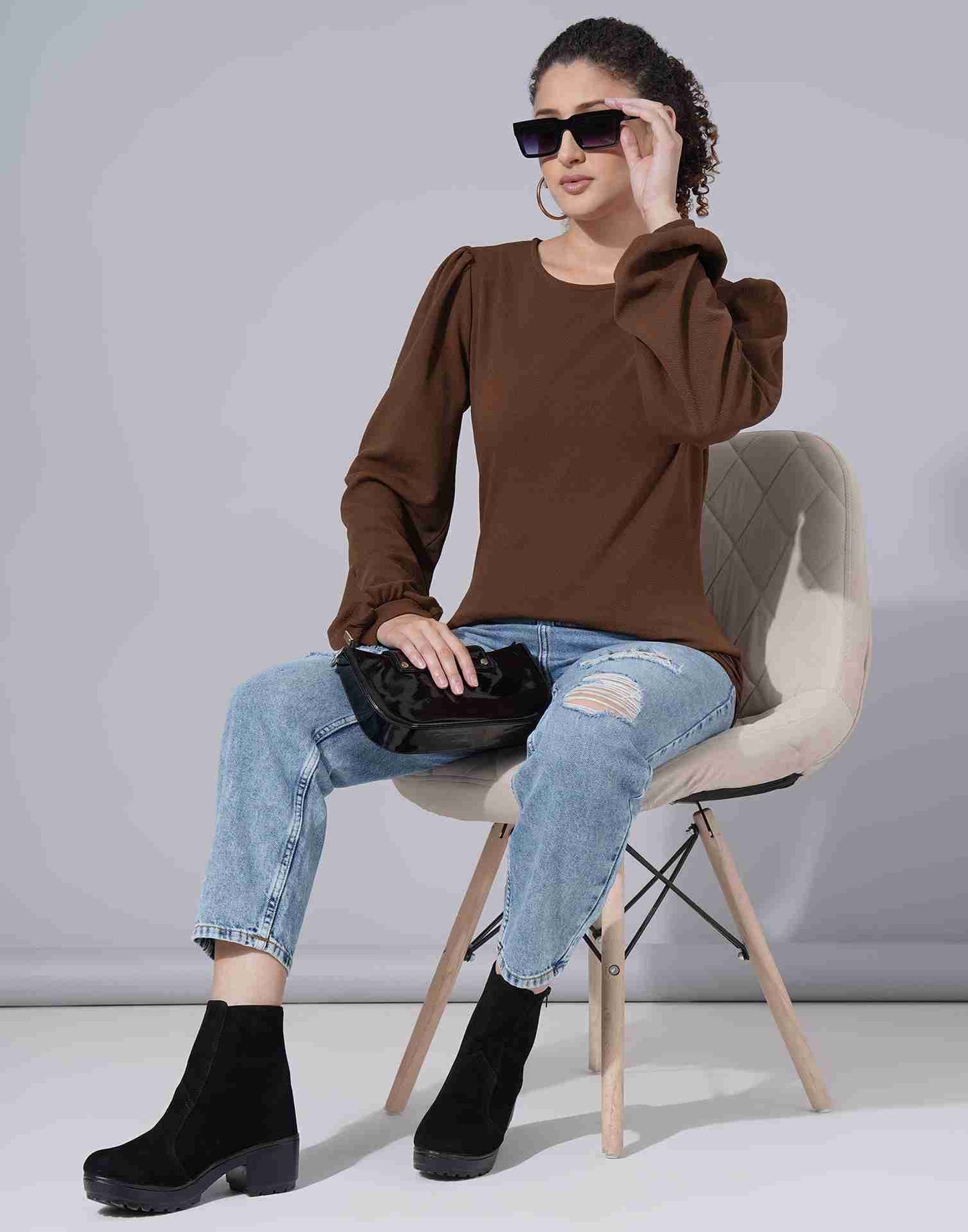 Brown Lycra Plain Top