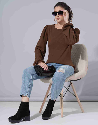 Brown Lycra Plain Top