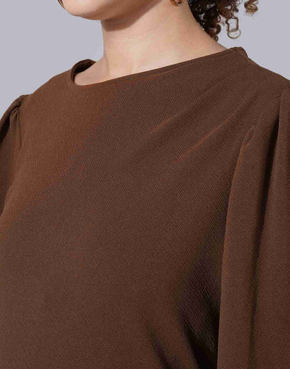 Brown Lycra Plain Top