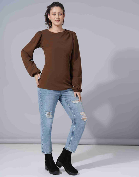 Brown Lycra Plain Top
