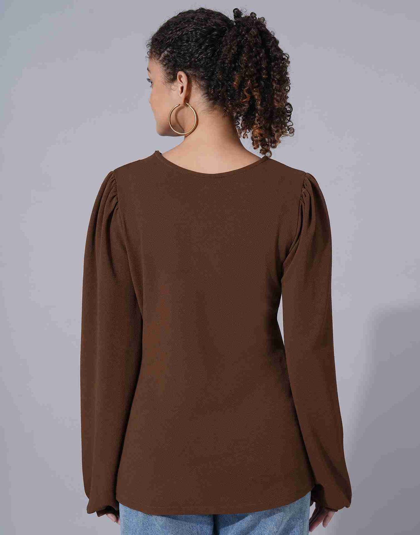 Brown Lycra Plain Top