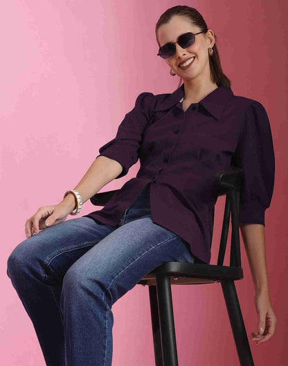 Purple Lycra Plain Shirt