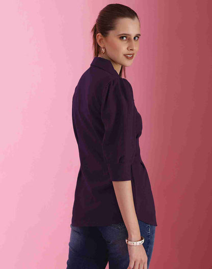 Purple Lycra Plain Shirt