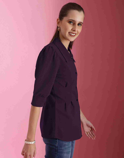 Purple Lycra Plain Shirt