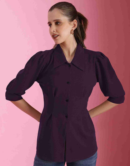 Purple Lycra Plain Shirt