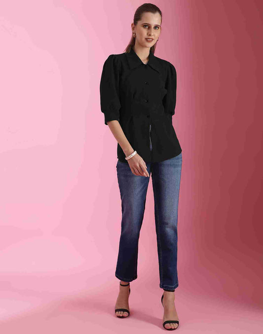 Black Lycra Plain Shirt