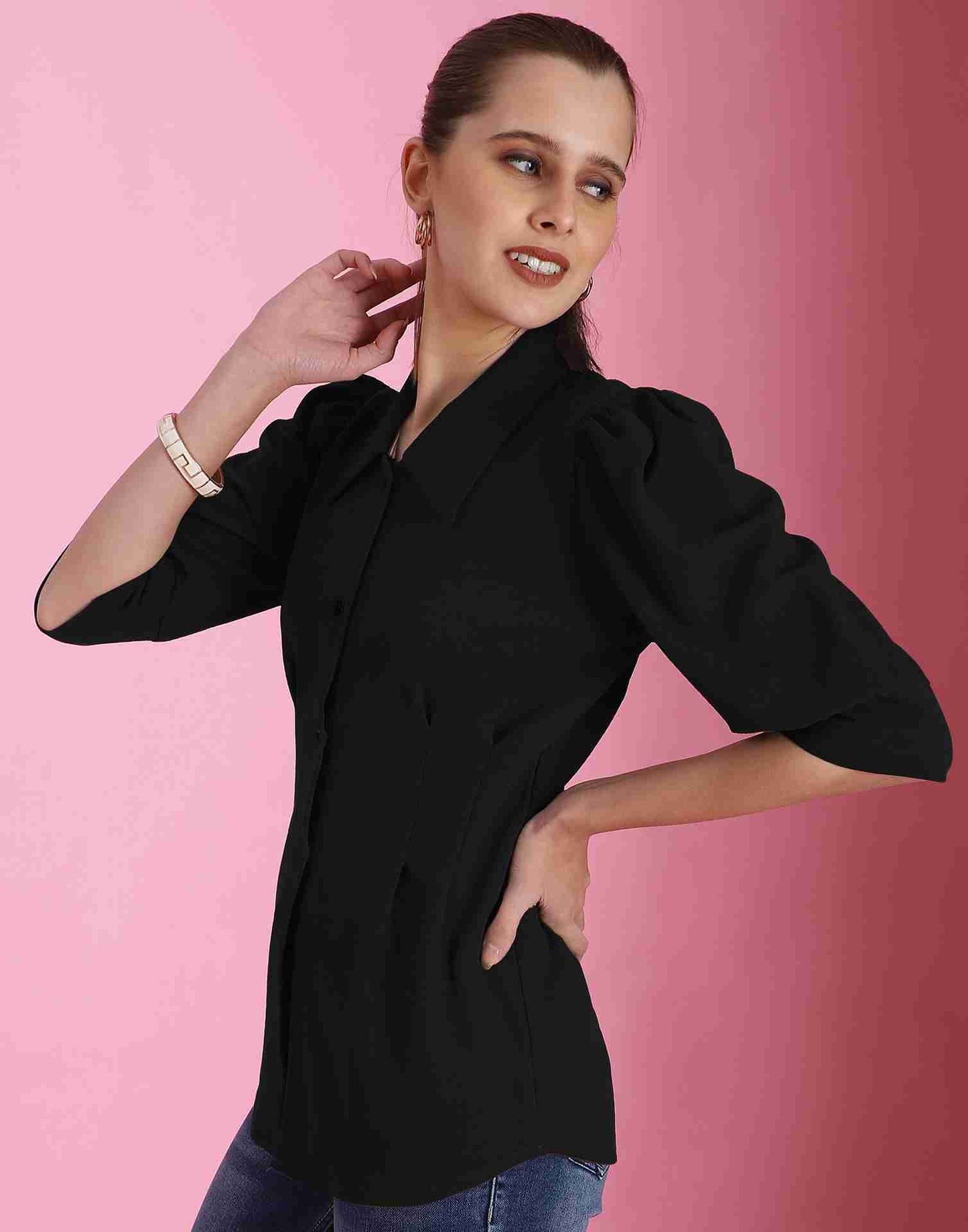 Black Lycra Plain Shirt