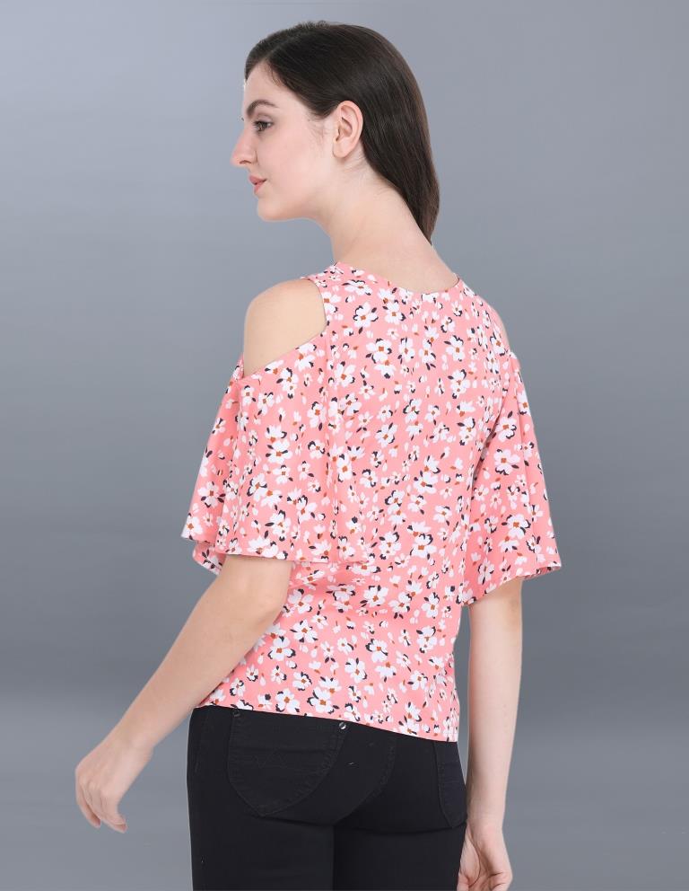 Beguiling Pink Coloured Printed Crepe Tops | Sudathi