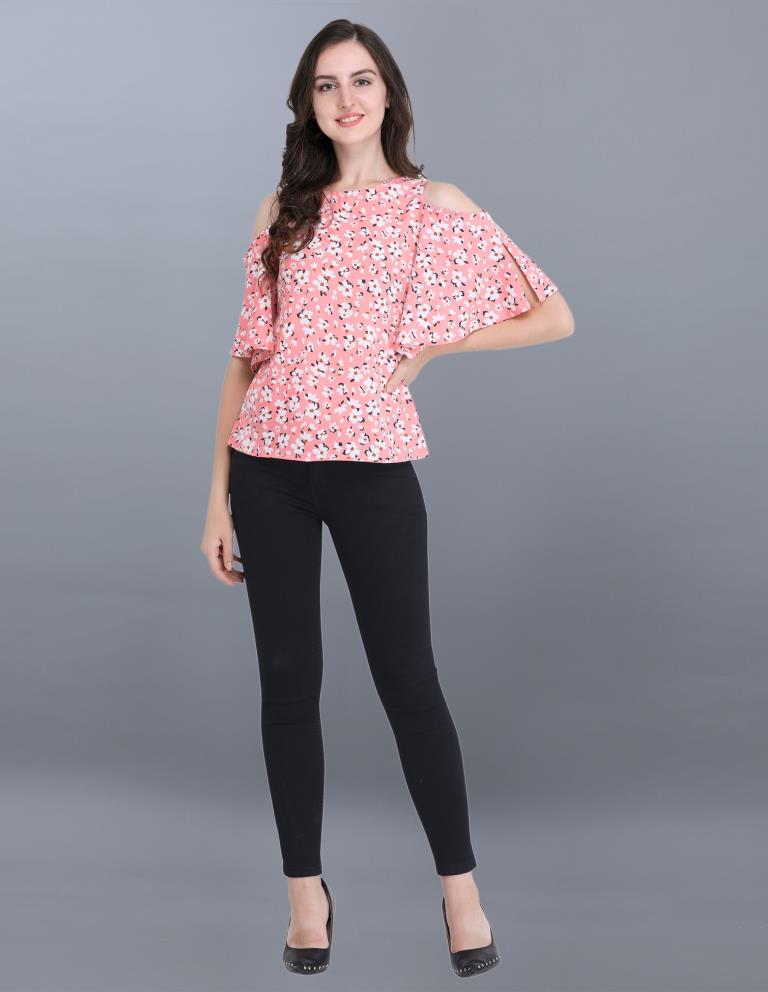 Beguiling Pink Coloured Printed Crepe Tops | Sudathi