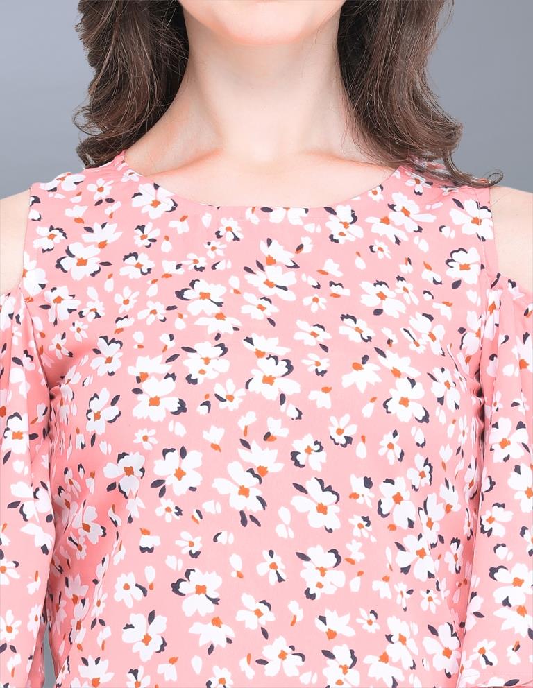 Beguiling Pink Coloured Printed Crepe Tops | Sudathi