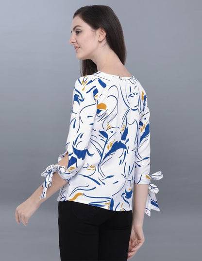 Enriching White Coloured Printed Crepe Tops | Sudathi