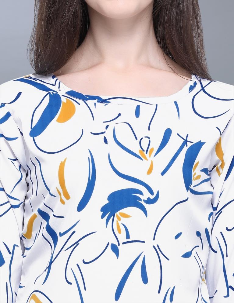 Enriching White Coloured Printed Crepe Tops | Sudathi