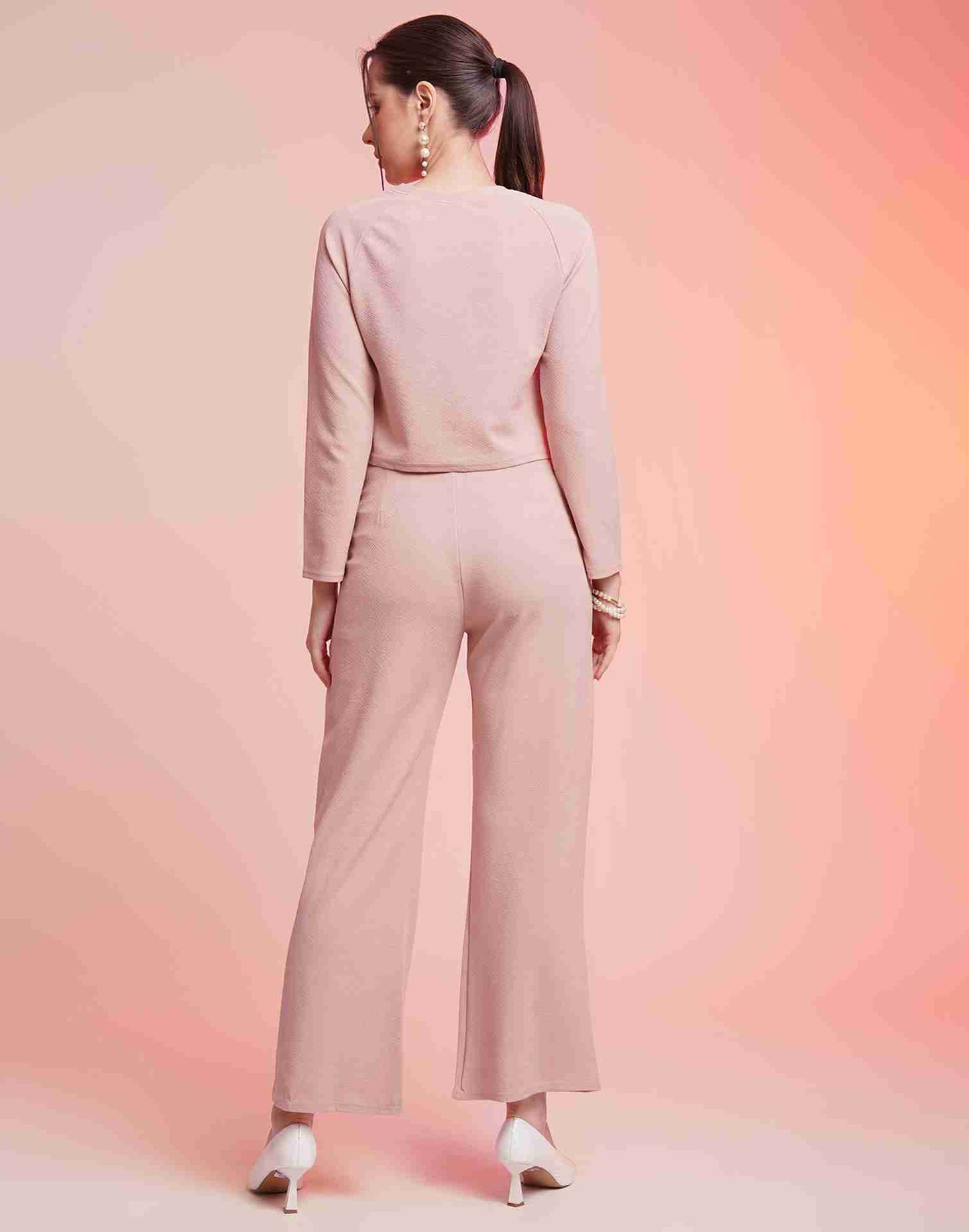 Pink Lycra Plain Co-ord Set