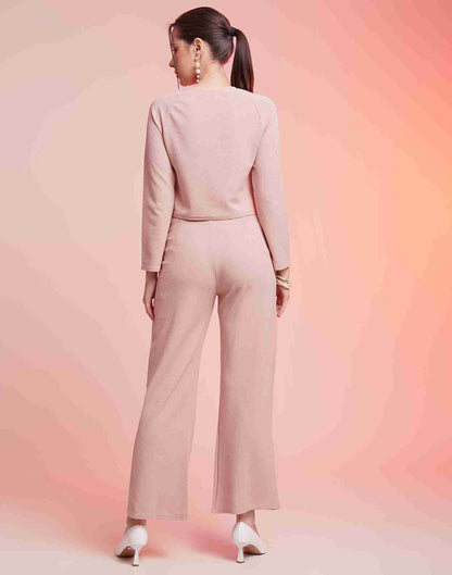 Pink Lycra Plain Co-ord Set