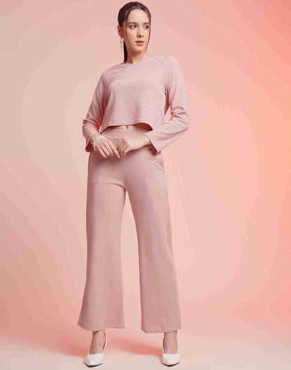 Pink Lycra Plain Co-ord Set