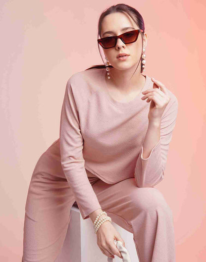 Pink Lycra Plain Co-ord Set
