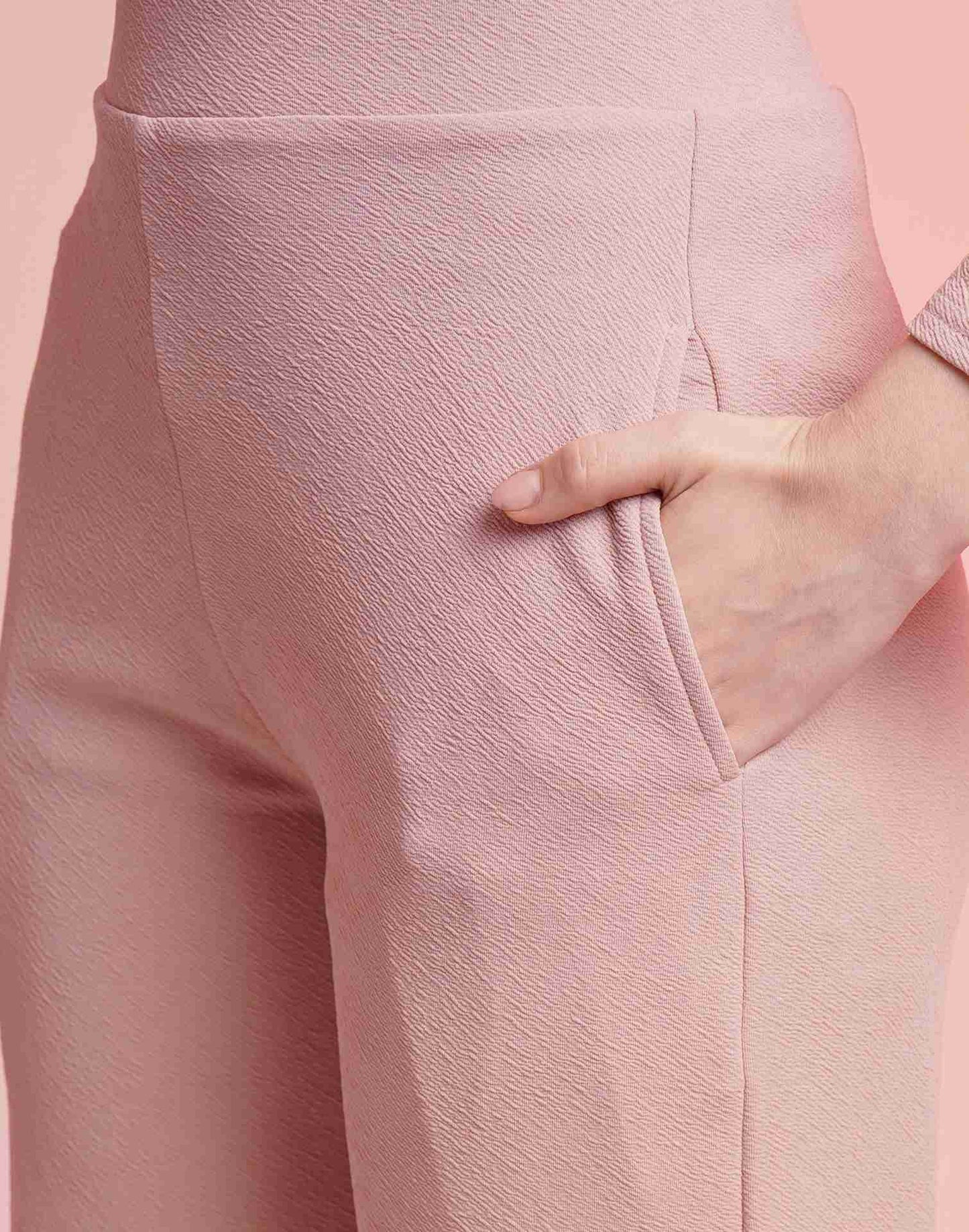Pink Lycra Plain Co-ord Set