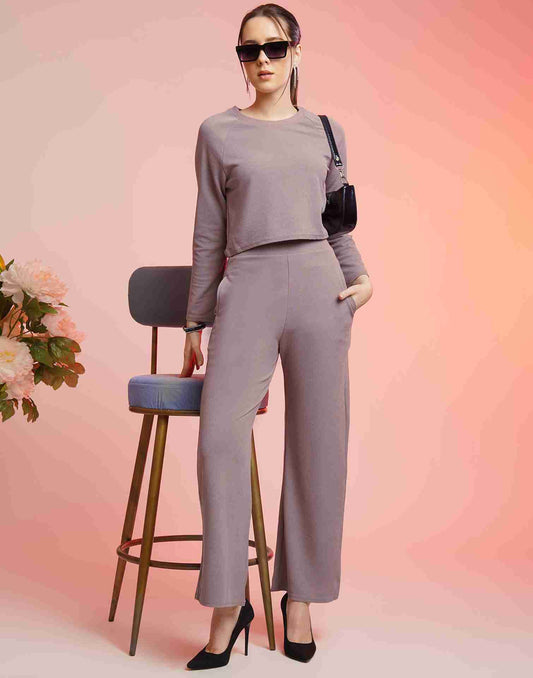 Mauve Lycra Plain Co-ord Set