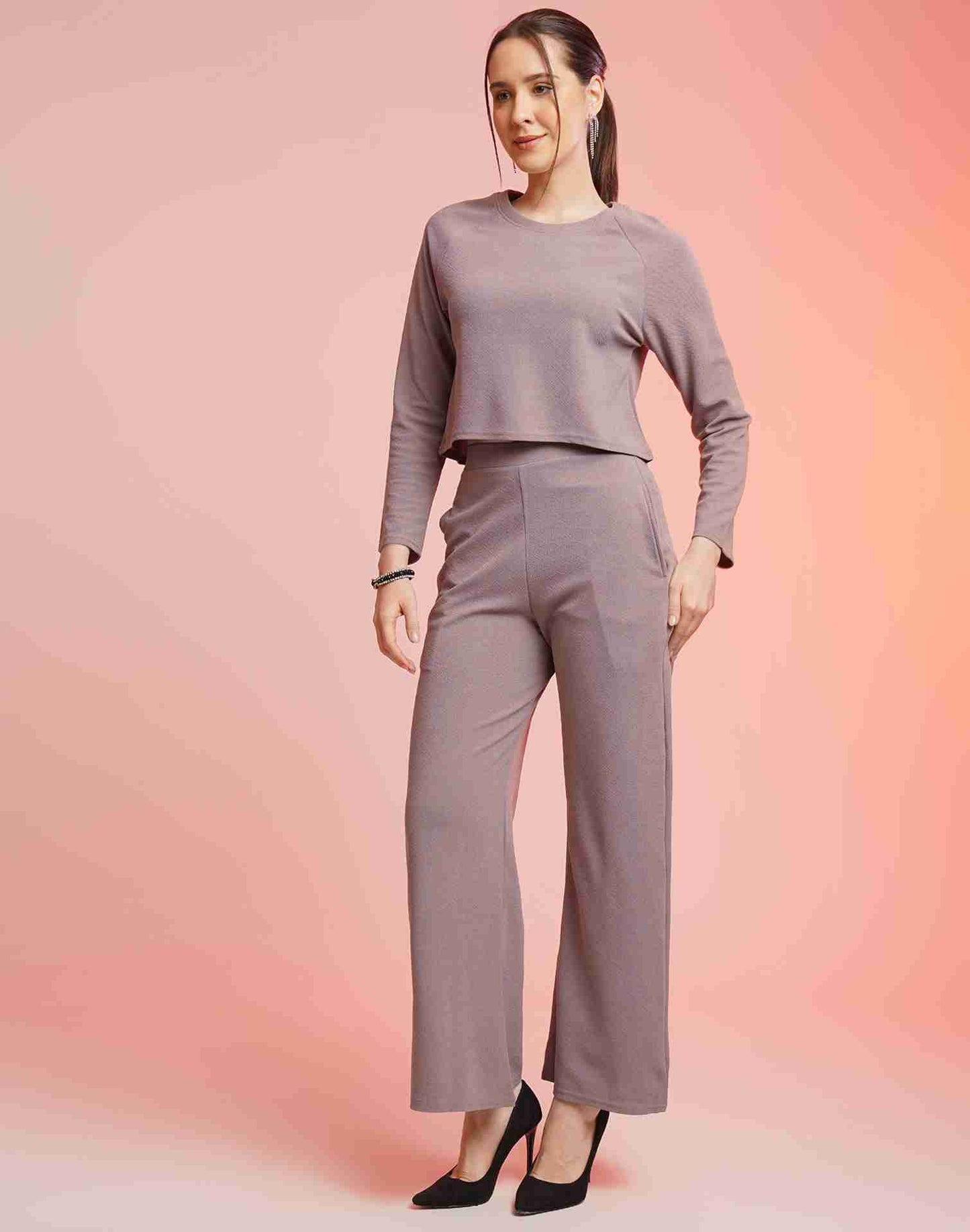 Mauve Lycra Plain Co-ord Set
