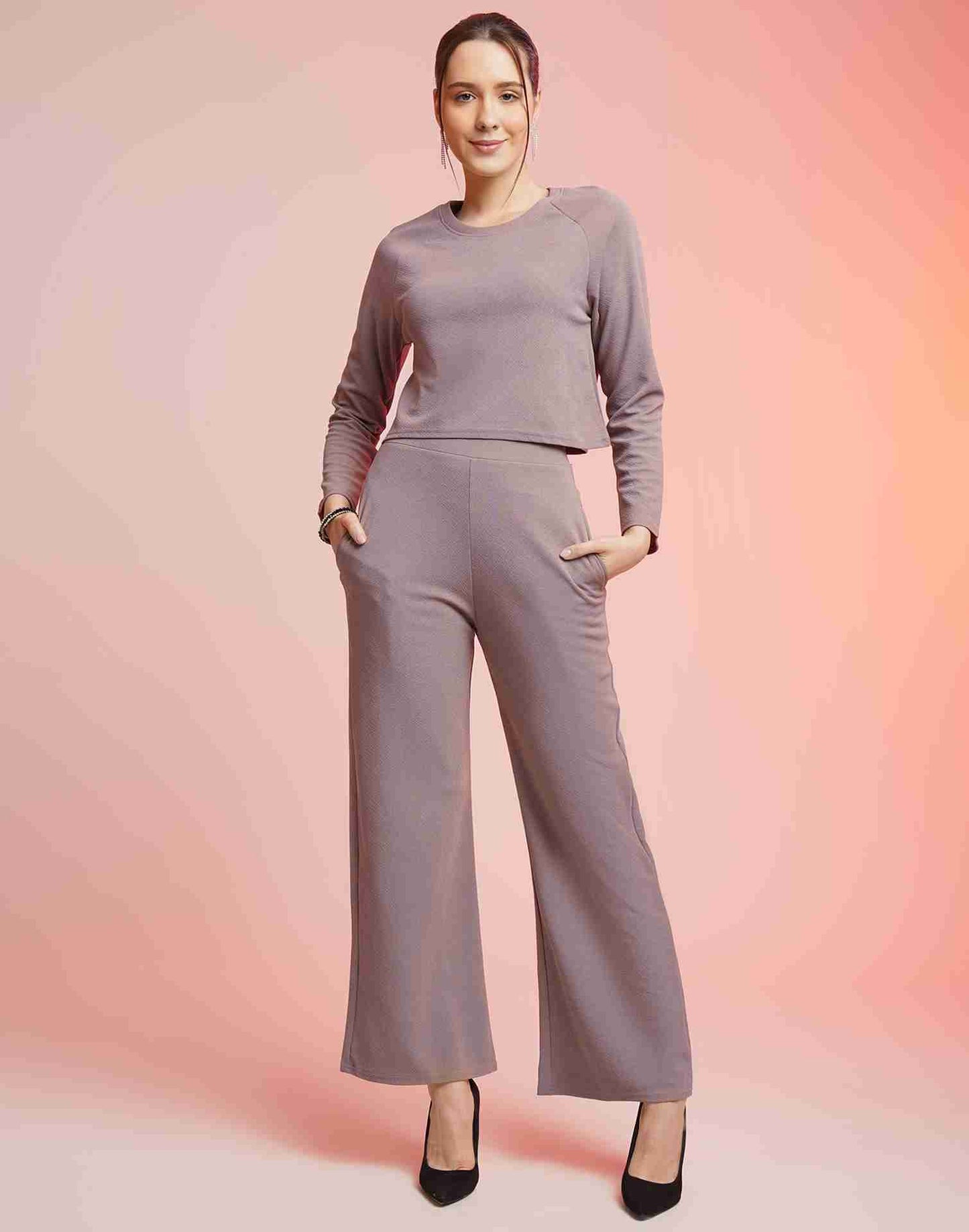 Mauve Lycra Plain Co-ord Set