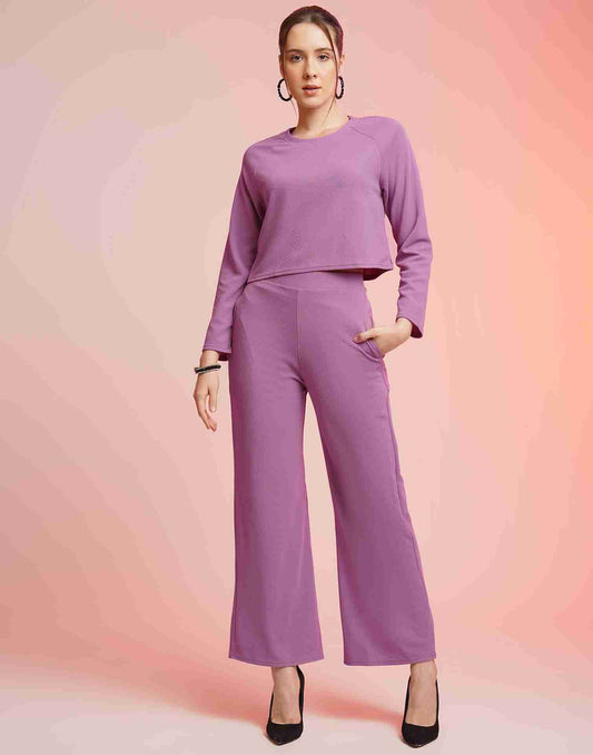 Lavender Lycra Plain Co-ord Set