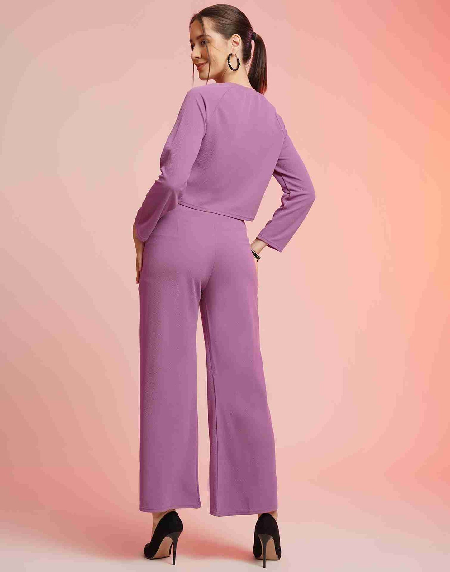 Lavender Lycra Plain Co-ord Set