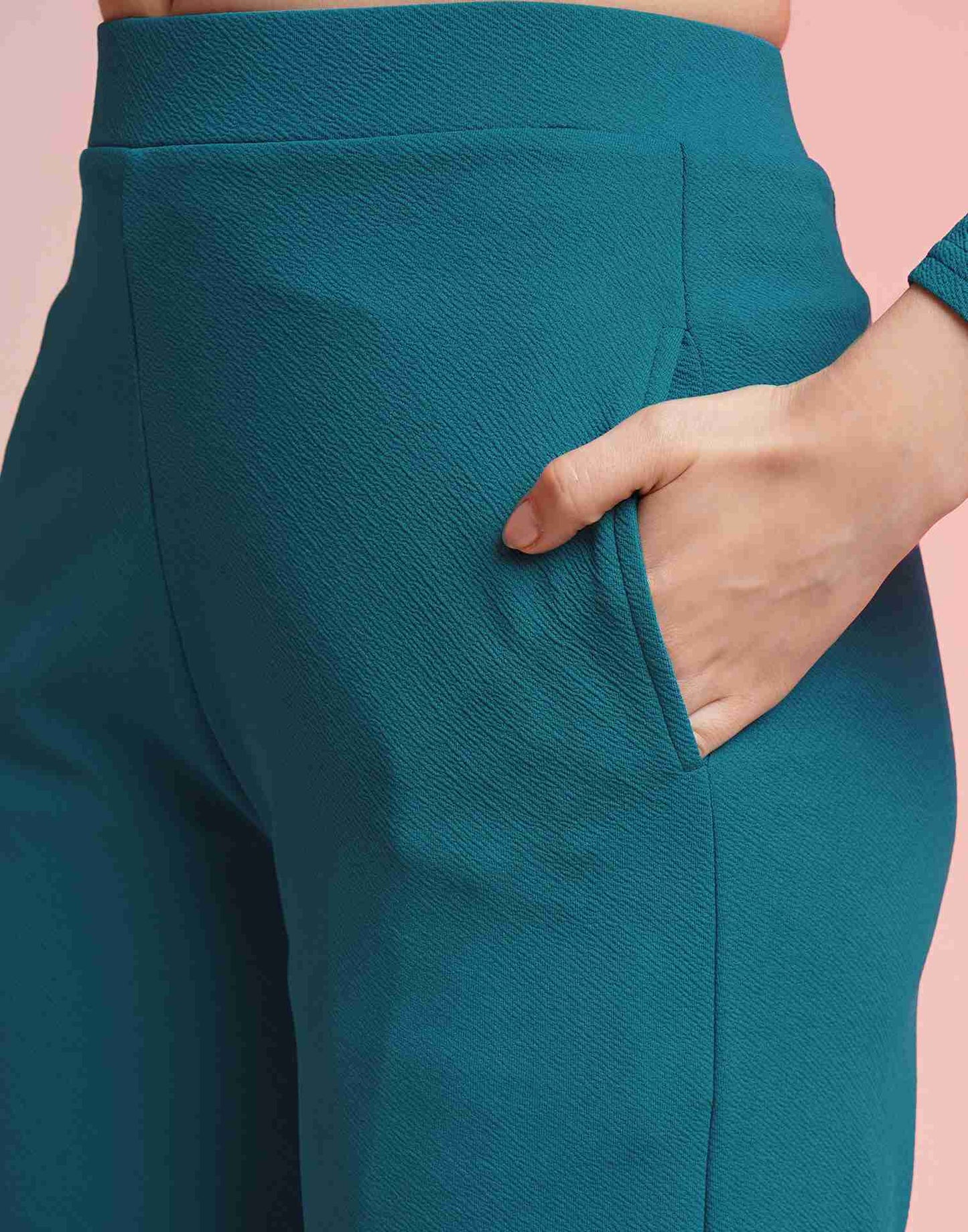 Blue Lycra Plain Co-ord Set