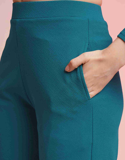 Blue Lycra Plain Co-ord Set