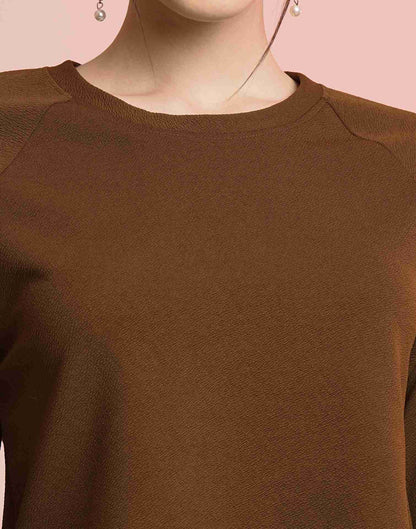 Brown Lycra Plain Co-ord Set